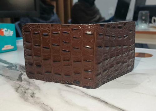 Men's Genuine Leather Bifold Wallet Crocodile Pattern Alligator Embossed Luxury